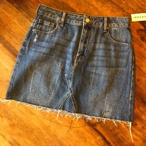 NWT PACSUN Denim Jean Raw Hem Mini Skirt